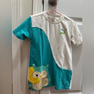 Puma x Squishmallows Collab Kids' Teal & White Owl Graphic T-Shirt Dress size 3T